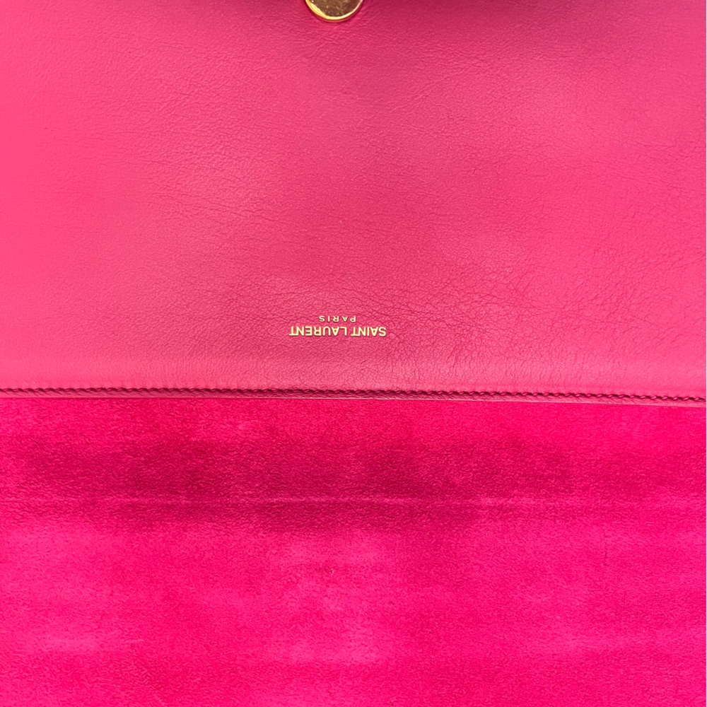 YVES SAINT LAURENT
Pink Calfskin Leather Ligne Y Clutch Bag - Picture 9 of 9